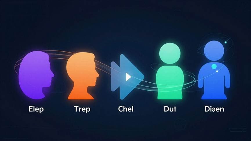 Sales pipeline visualization with abstract shapes and glowing lines.