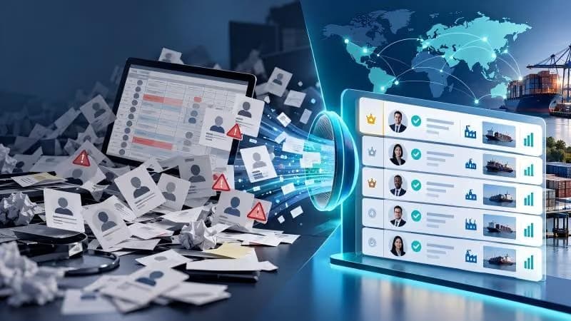 Export buyer list being checked against shipment evidence